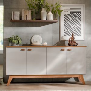 Buffet para Sala Atlanta III Larg. 1.64m Off White/Nature Tebarrot