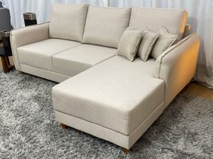 Sofá 3 Lugares 2,00 m Linho Bege Chaise Yvi