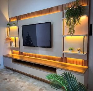 Painel até 70″ + Rack  com 2.97cm Dois Módulos Laterais São Paulo Tauari/Off White Fosco. MONTAGEM GRATIS