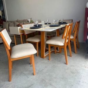 Mesa Dallas 1.60cm com 6 cadeiras Livia.