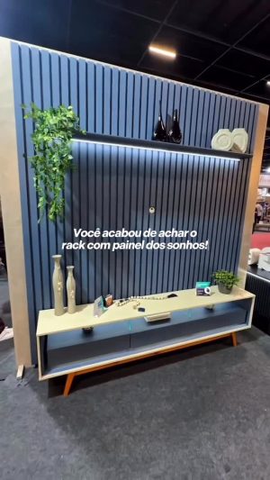 Conjunto Painel Nobre 2,30M Azul Royal e Rack Requinte 212 Off White Azul Royal - Gelius