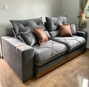 Sofá Retrátil Reclinável 2.50m Gran Bello Veludo – D33 e Molas Ensacadas