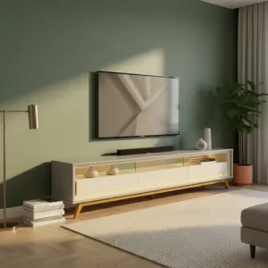 Rack para TV com LED Requinte 212 Cinza Off White - Gelius