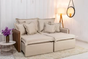 Sofá Cama Lima Linho Bege A57 – UNIÃO ESTOFADOS